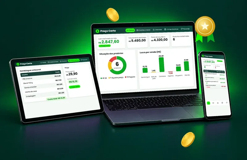 Planilha Preço Certo no notebook, no tablet e no celular: precifique corretamente e veja o seu lucro crescer